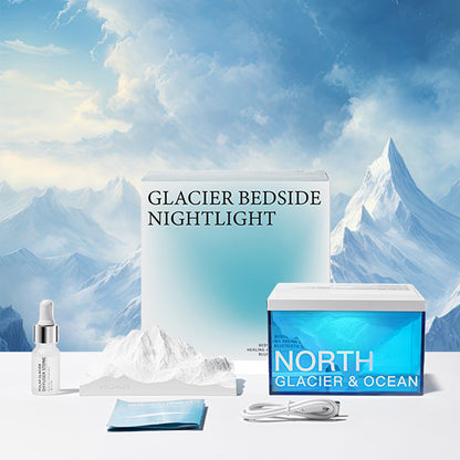 Glaciergift blue northern breathing bedtime side night light