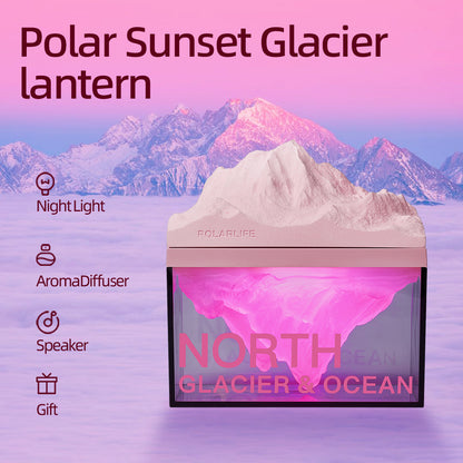 Glaciergift pink northern breathing bedtime side night light