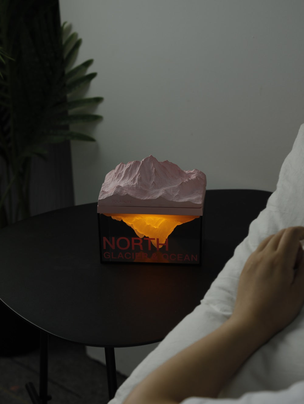 Glaciergift pink northern breathing bedtime side night light