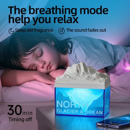 Glaciergift blue northern breathing bedtime side night light