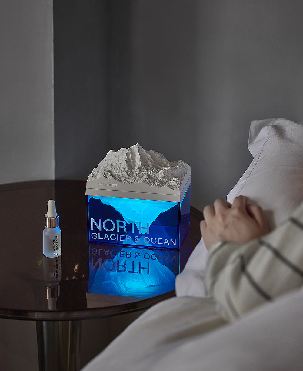 Glaciergift blue northern breathing bedtime side night light