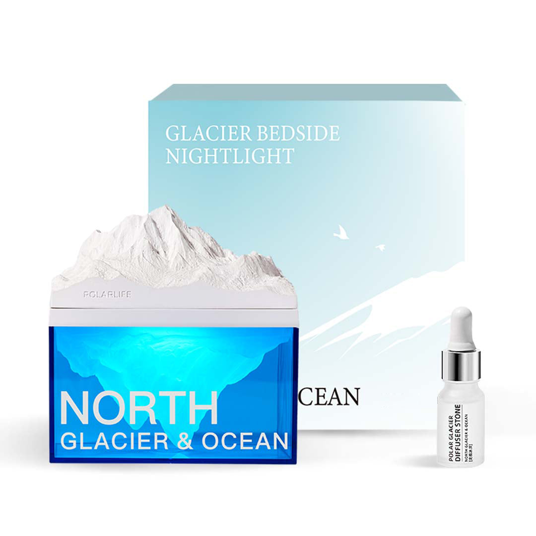 Glaciergift blue northern breathing bedtime side night light