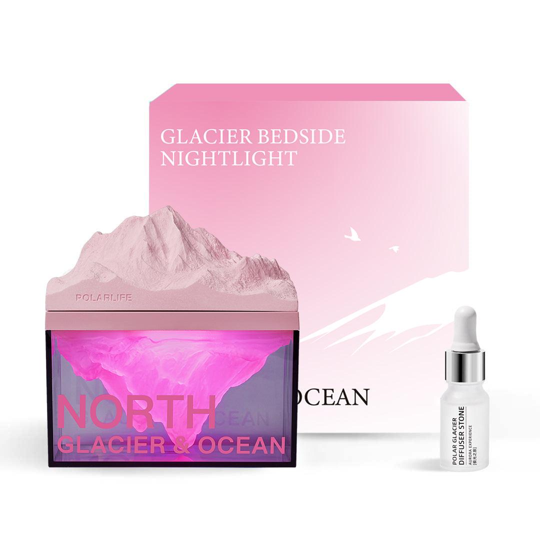 Glaciergift pink northern breathing bedtime side night light